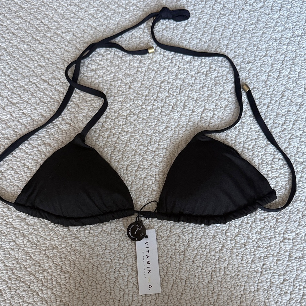 NWT Vitamin A Classic Black Bikini Top XS